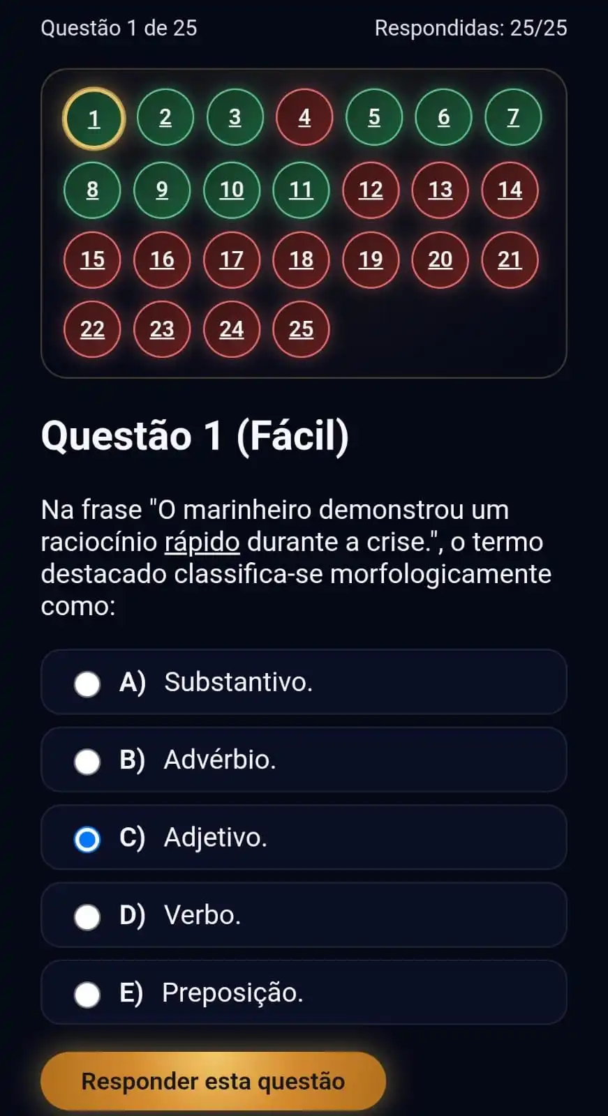 Tela principal da plataforma de questões do SMV